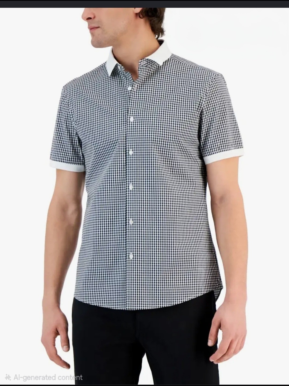 Michael Kors Light Gray & White Gingham Short-Sleeve Button-Down Shirt